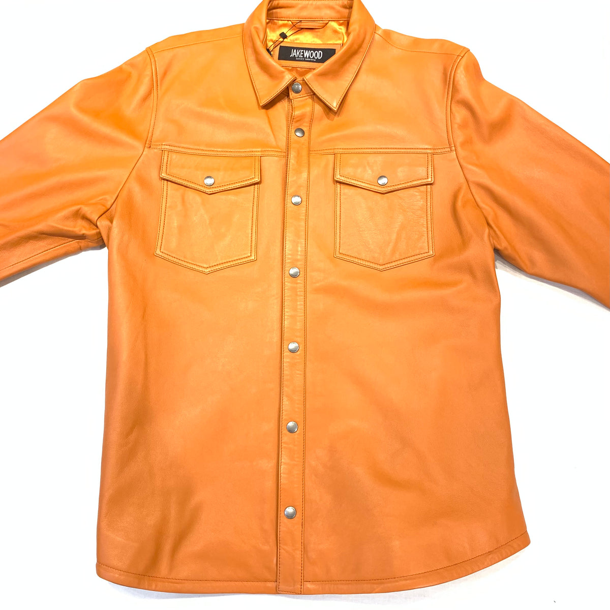 Kashani Men's Tangerine Lambskin Button-Up Shirt - Dudes Boutique