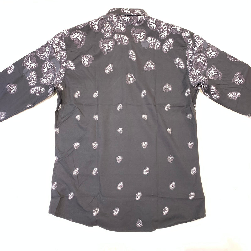 BENZINY Men's Black Paisley Rose Button Shirts - Dudes Boutique