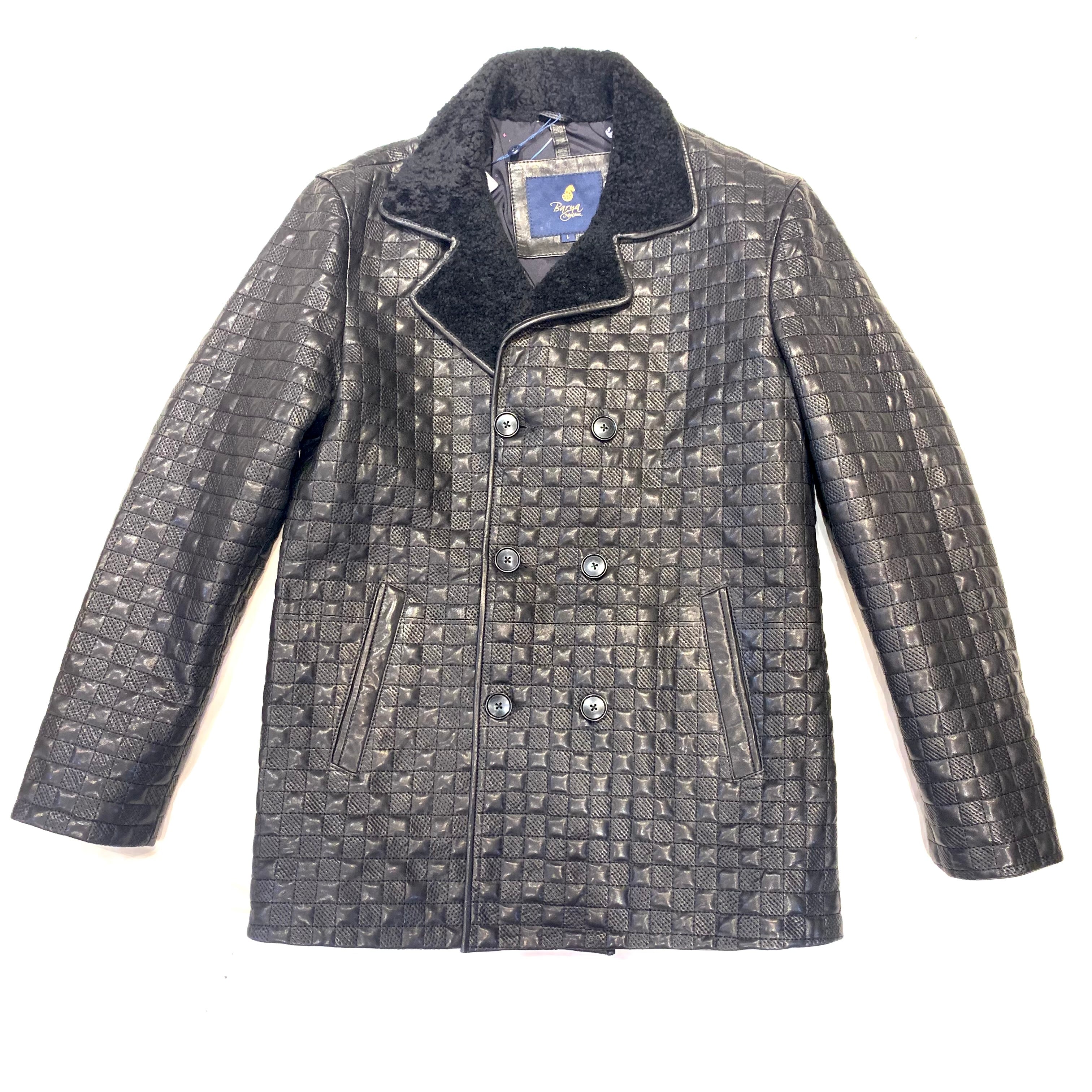 Barya NewYork Black Quilted Lambskin Peacoat - Dudes Boutique