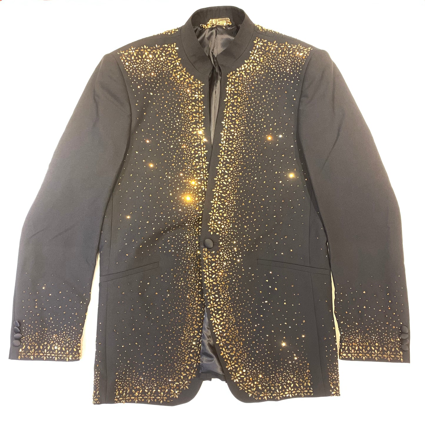 Barocco Men's  Black  Gold Fully Loaded Crystal Blazer - Dudes Boutique