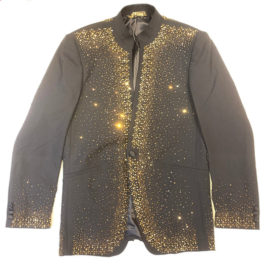 Barocco Men's  Black  Gold Fully Loaded Crystal Blazer - Dudes Boutique