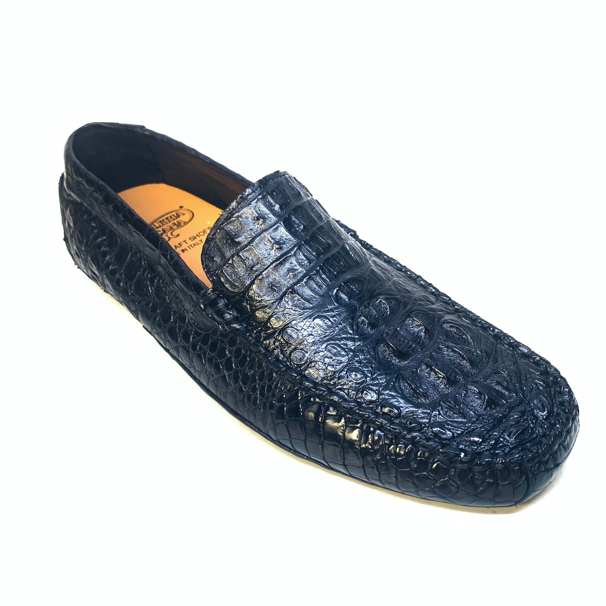 Calzoleria Toscana Black Hornback Crocodile Loafers - Dudes Boutique