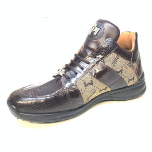 Mauri  Men's '8425' Rust Brown Baby Crocodile/ Ostrich Leg Sneakers - Dudes Boutique