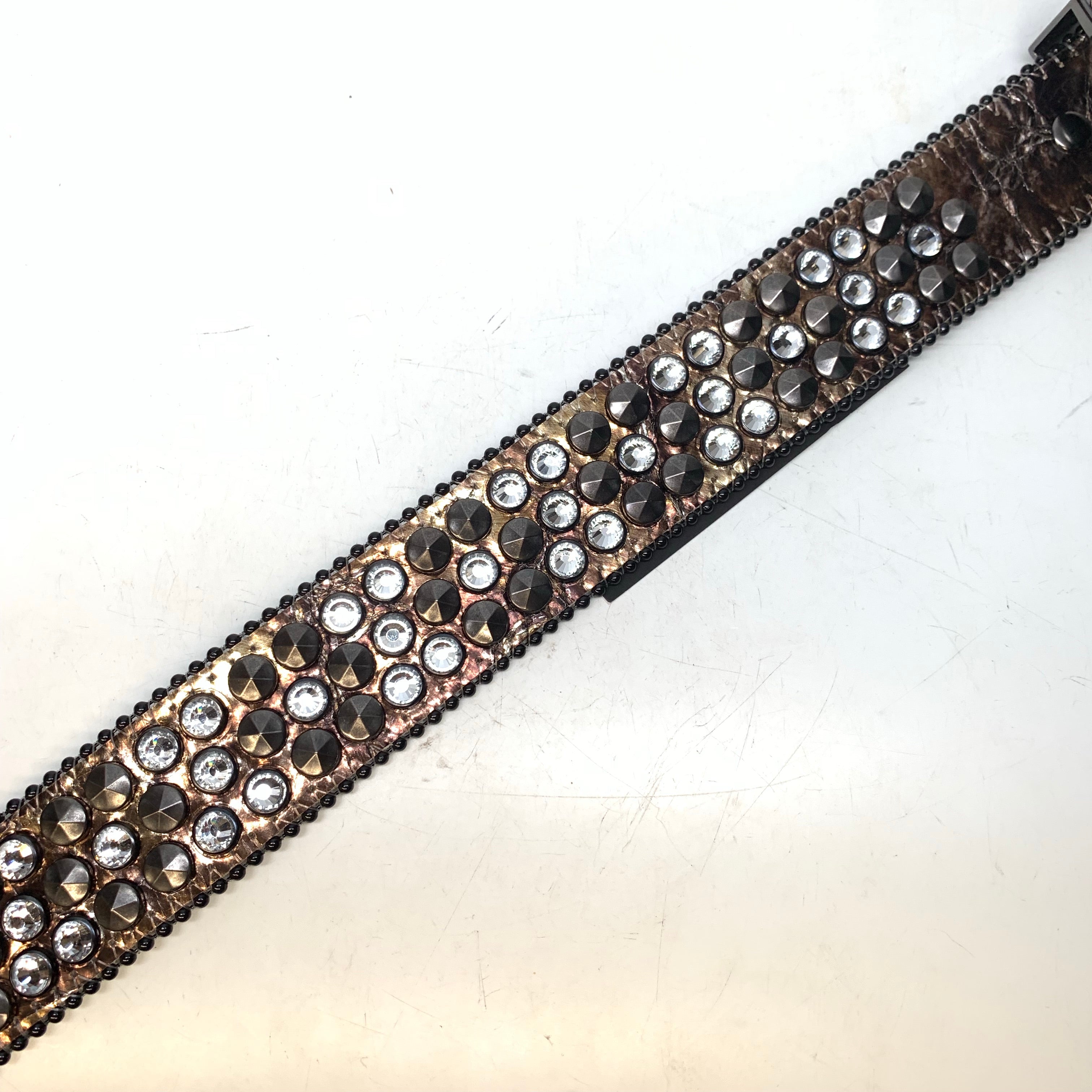 b.b. Simon Platinum Bronze Studded Crystal Belt - Dudes Boutique