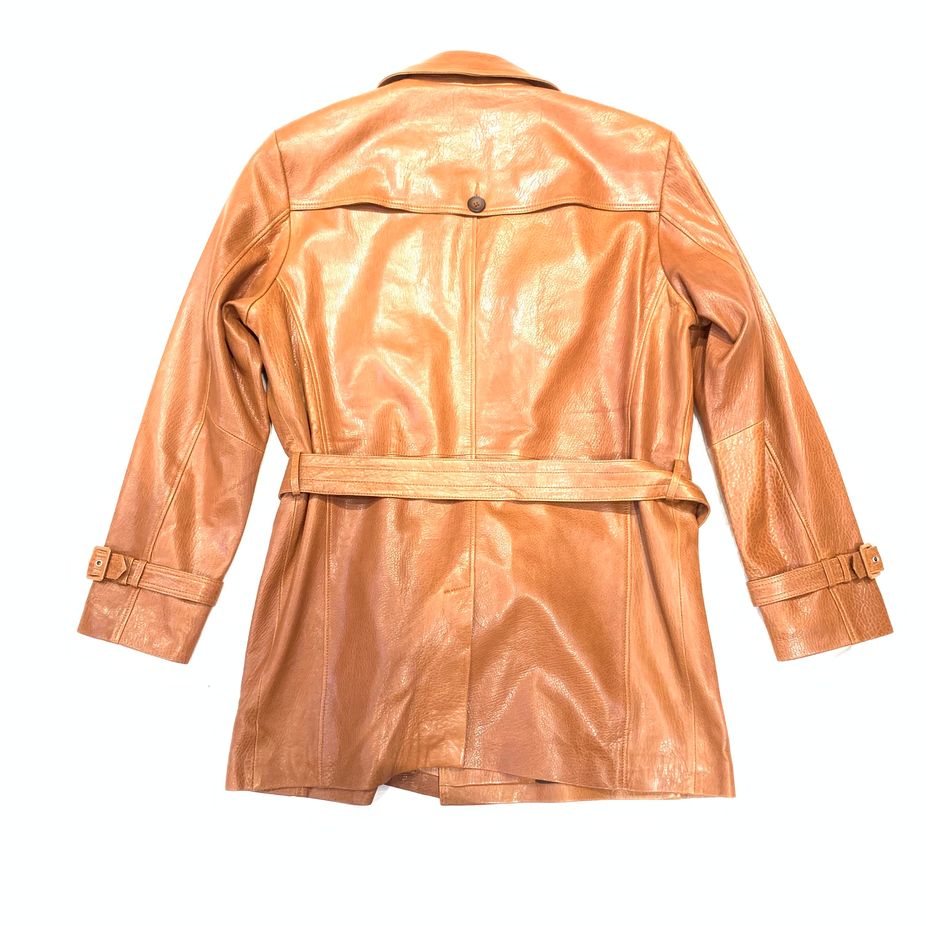 Barya NewYork Cognac Lambskin Trench Jacket - Dudes Boutique