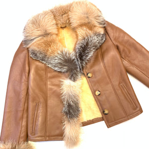 Kashani Ladies Whisky Lambskin Fox Fur Coat - Dudes Boutique