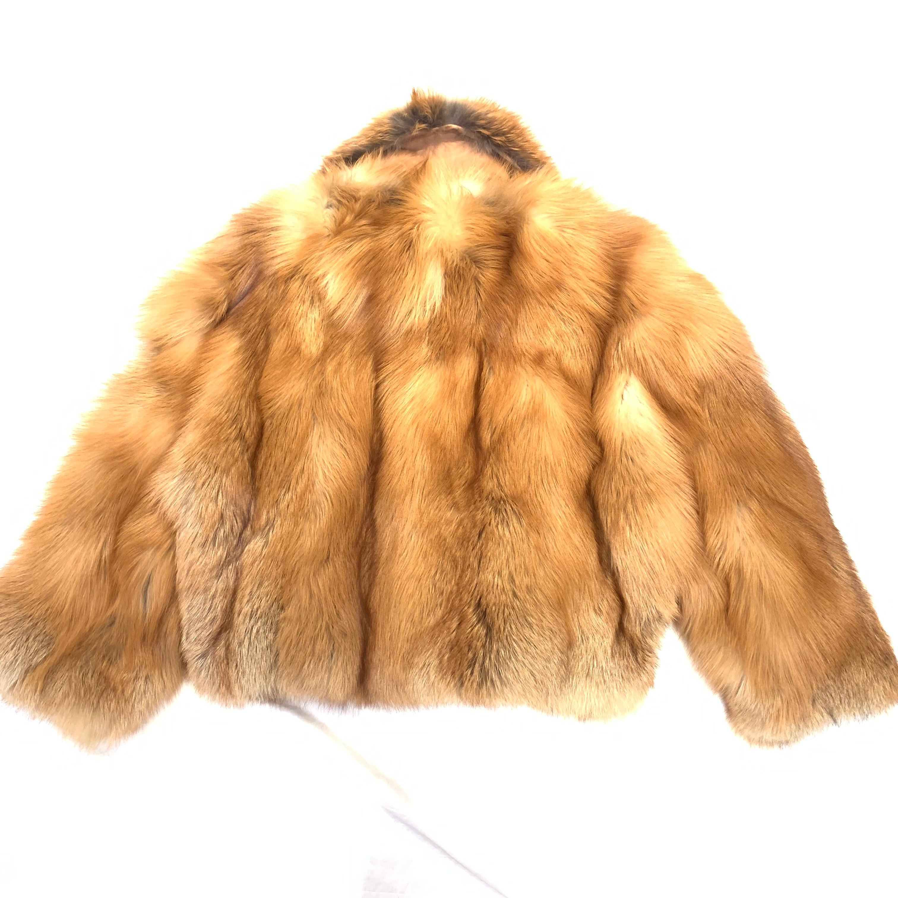 Volare Men's Red Full Fox Fur Bomber Coat - Dudes Boutique