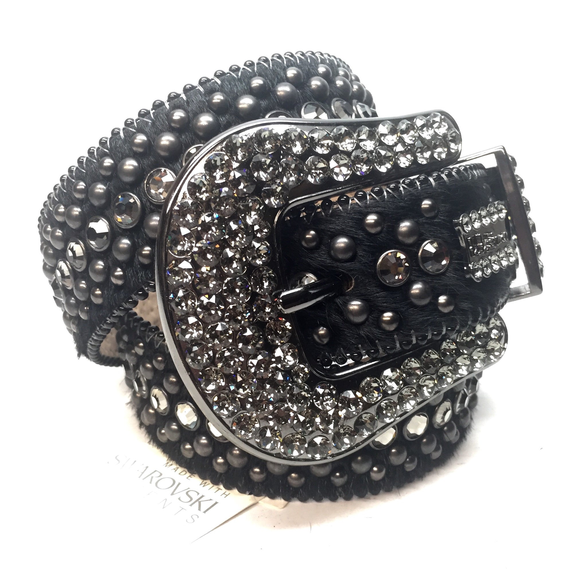 b.b. Simon Fully Loaded Custom Pony Hair Crystal Belt - Dudes Boutique