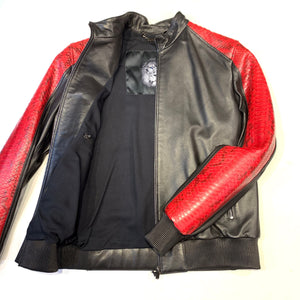 Kashani Black Red Python MA-1 Bomber Jacket - Dudes Boutique