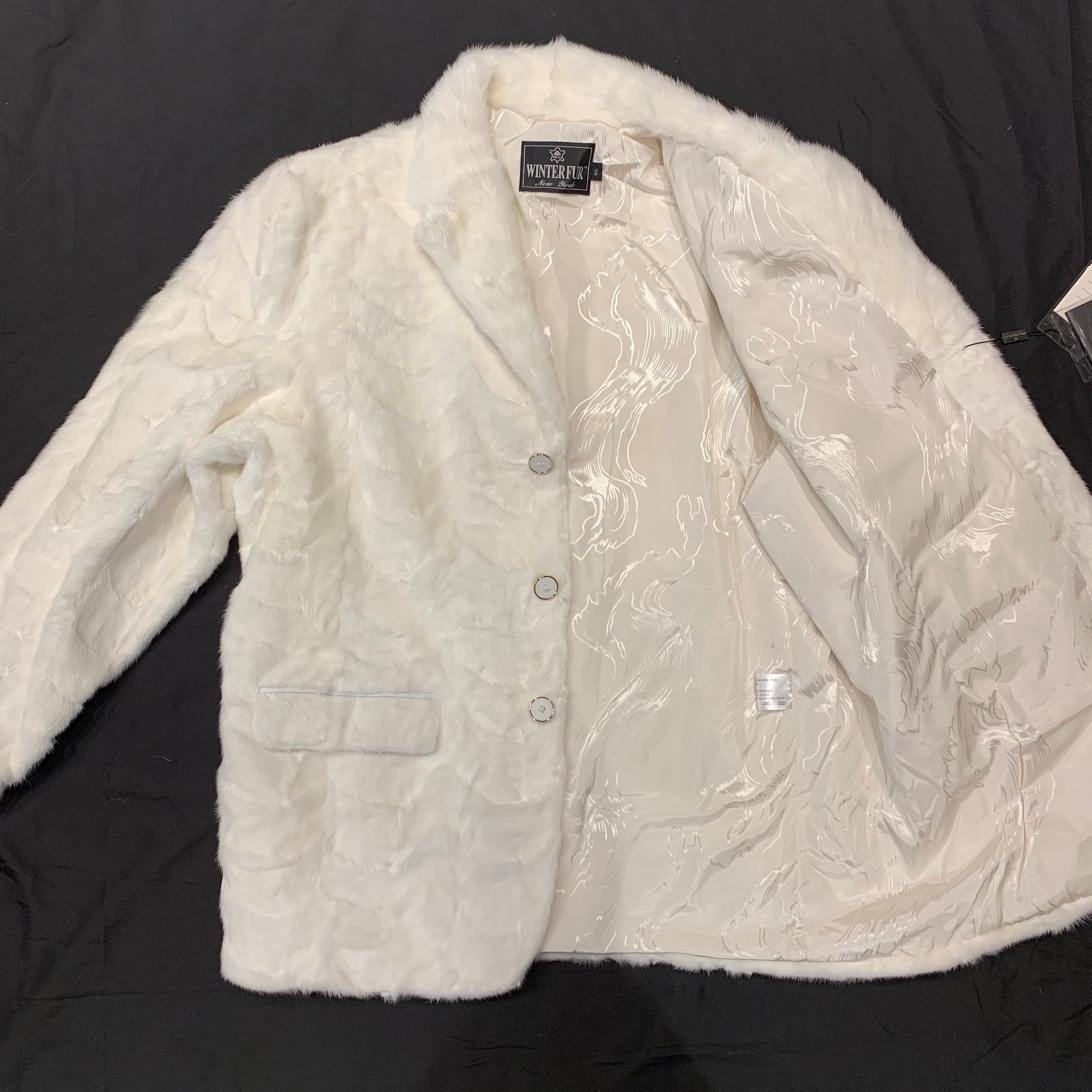 Kashani White Diamond Cut Mink Car Coat - Dudes Boutique