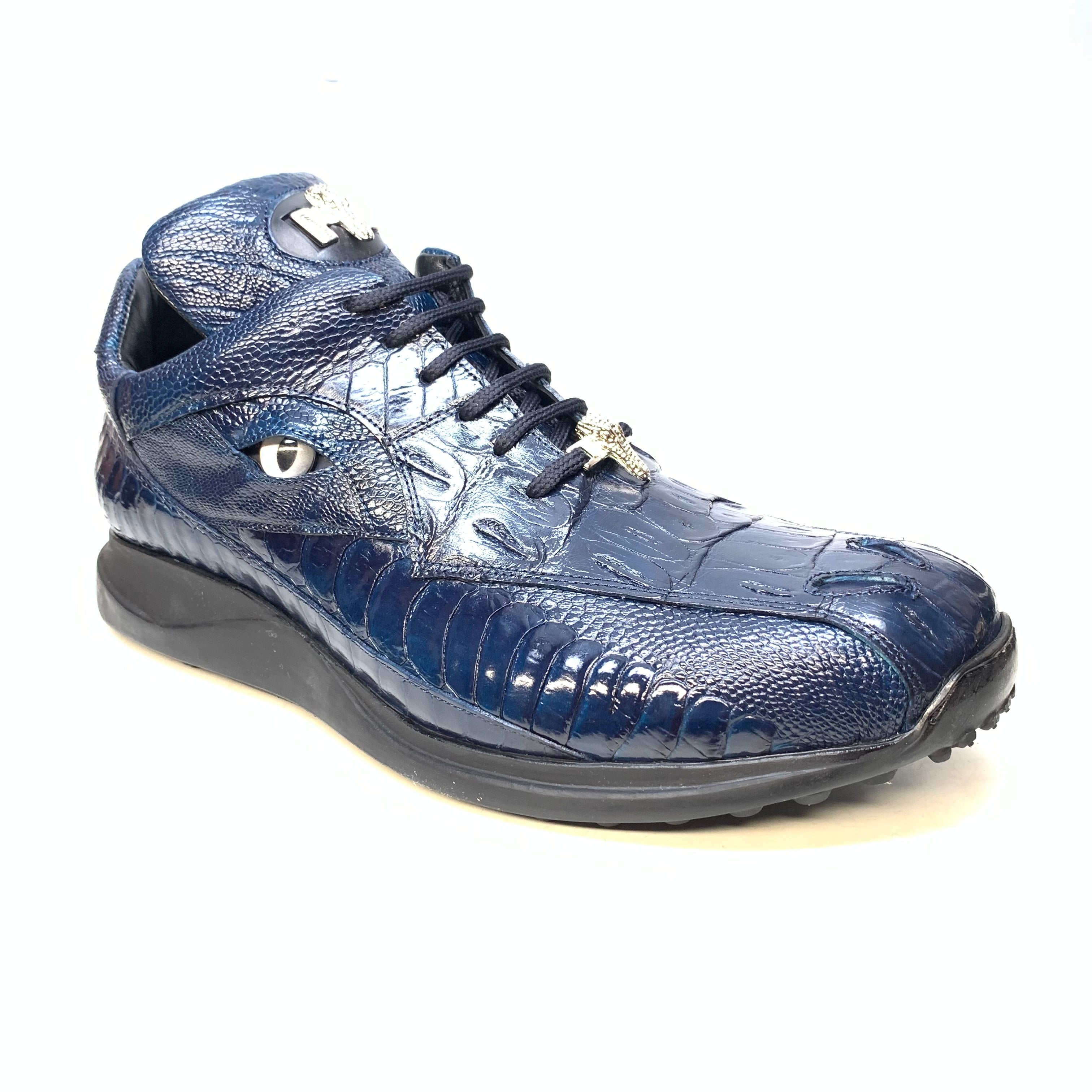 Mauri 8596 'Eye' Wonder Blue Hornback Tail/Ostrich Leg Sneakers - Dudes Boutique