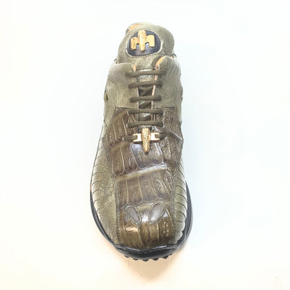 Mauri 8596 'Eye' Money Green Hornback Tail/Ostrich Leg Sneakers - Dudes Boutique