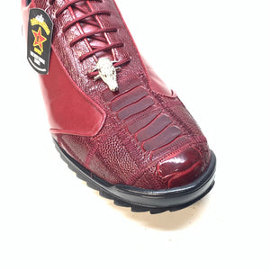 Los Altos Wine Red Ostrich Leg Lace Up Sneakers - Dudes Boutique