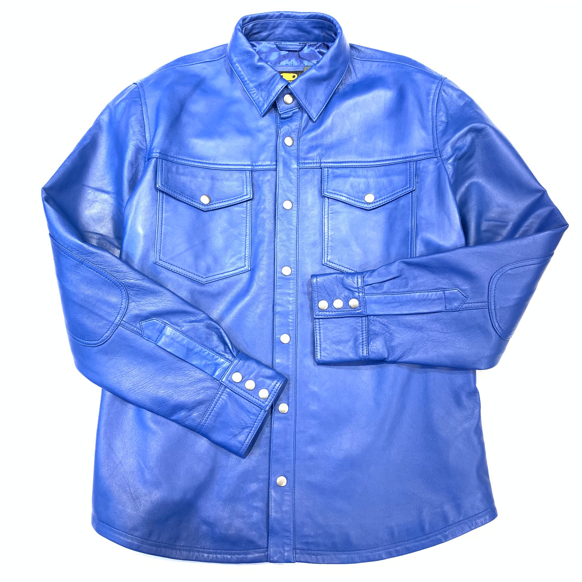 Kashani Men's Royal Blue Lambskin Button-Up Shirt - Dudes Boutique