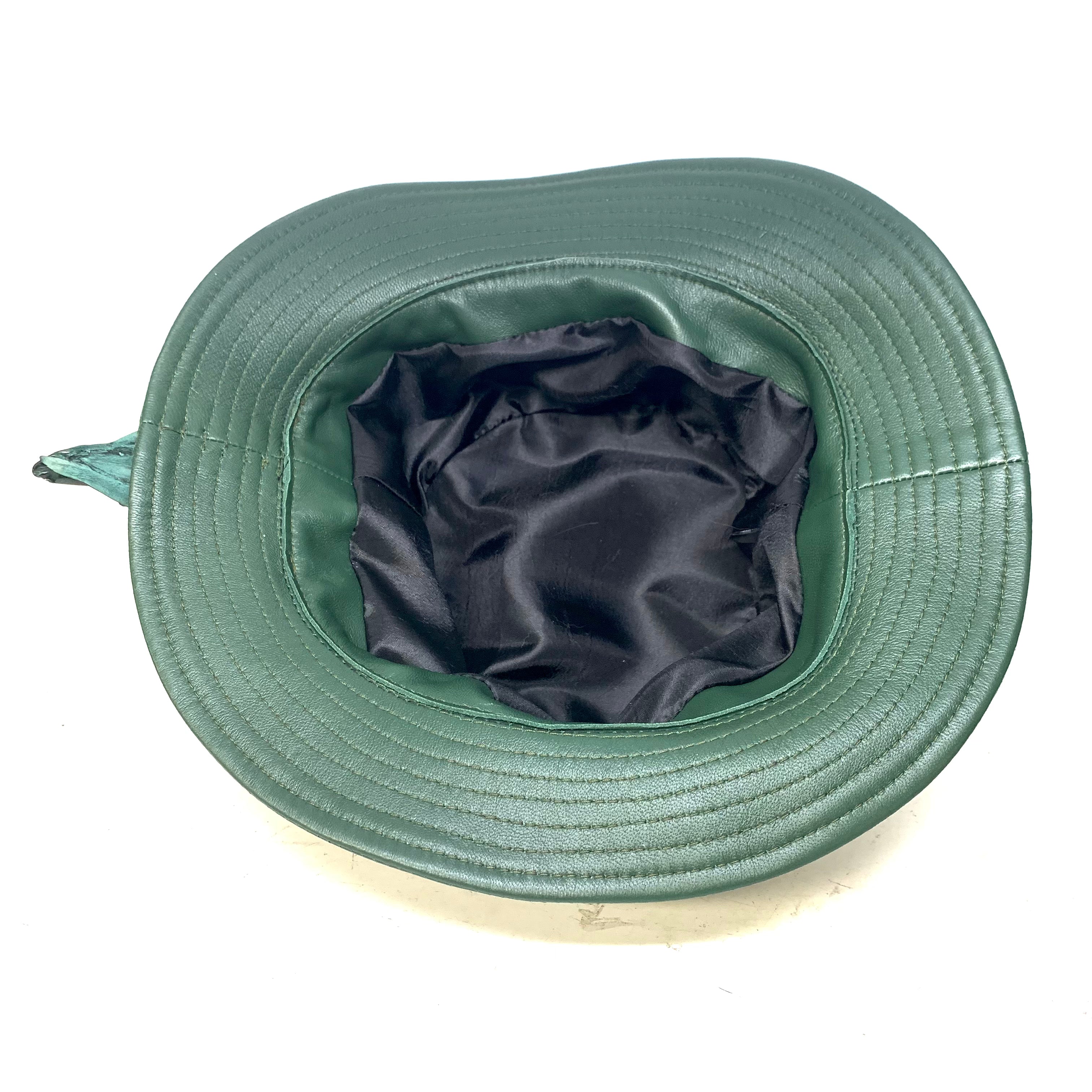 G-Gator Forest Green Lambskin/Crocodile Tail Bucket Hat - Dudes Boutique