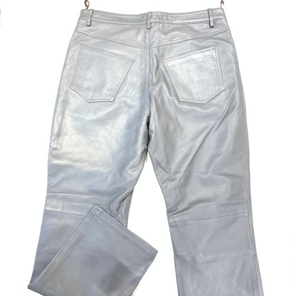 Kashani Men's Grey Lambskin Straight Cut Leather Pants - Dudes Boutique