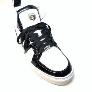 Mauri 8410 Black White Patent Alligator Sneakers - Dudes Boutique