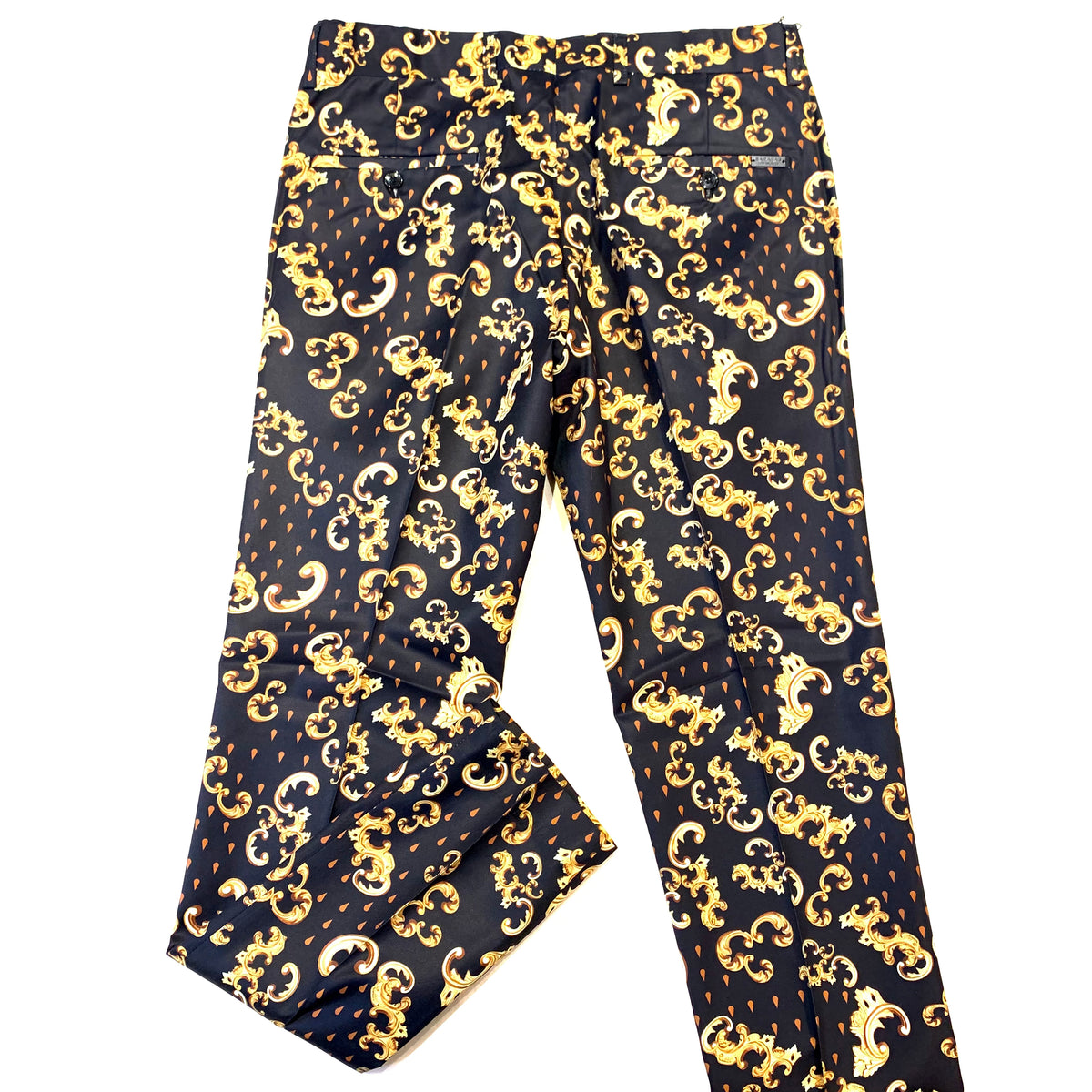Barabas Black Gold Royal Print Dress Pants - Dudes Boutique