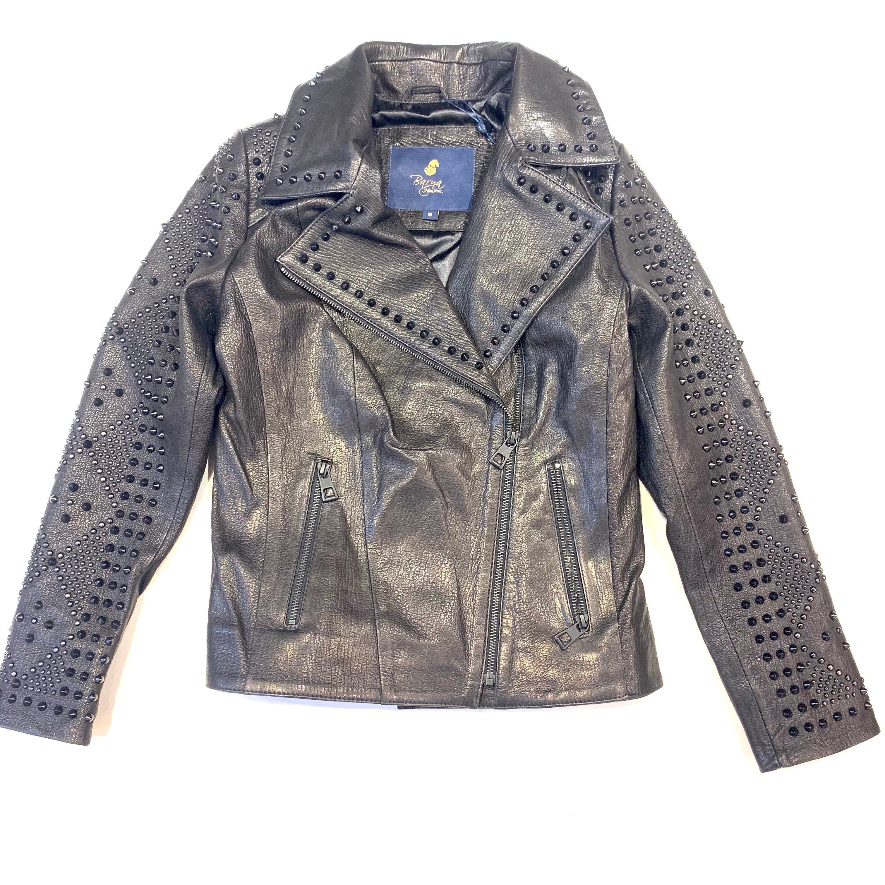 Barya NewYork Ladies Black Spike Biker Jacket - Dudes Boutique