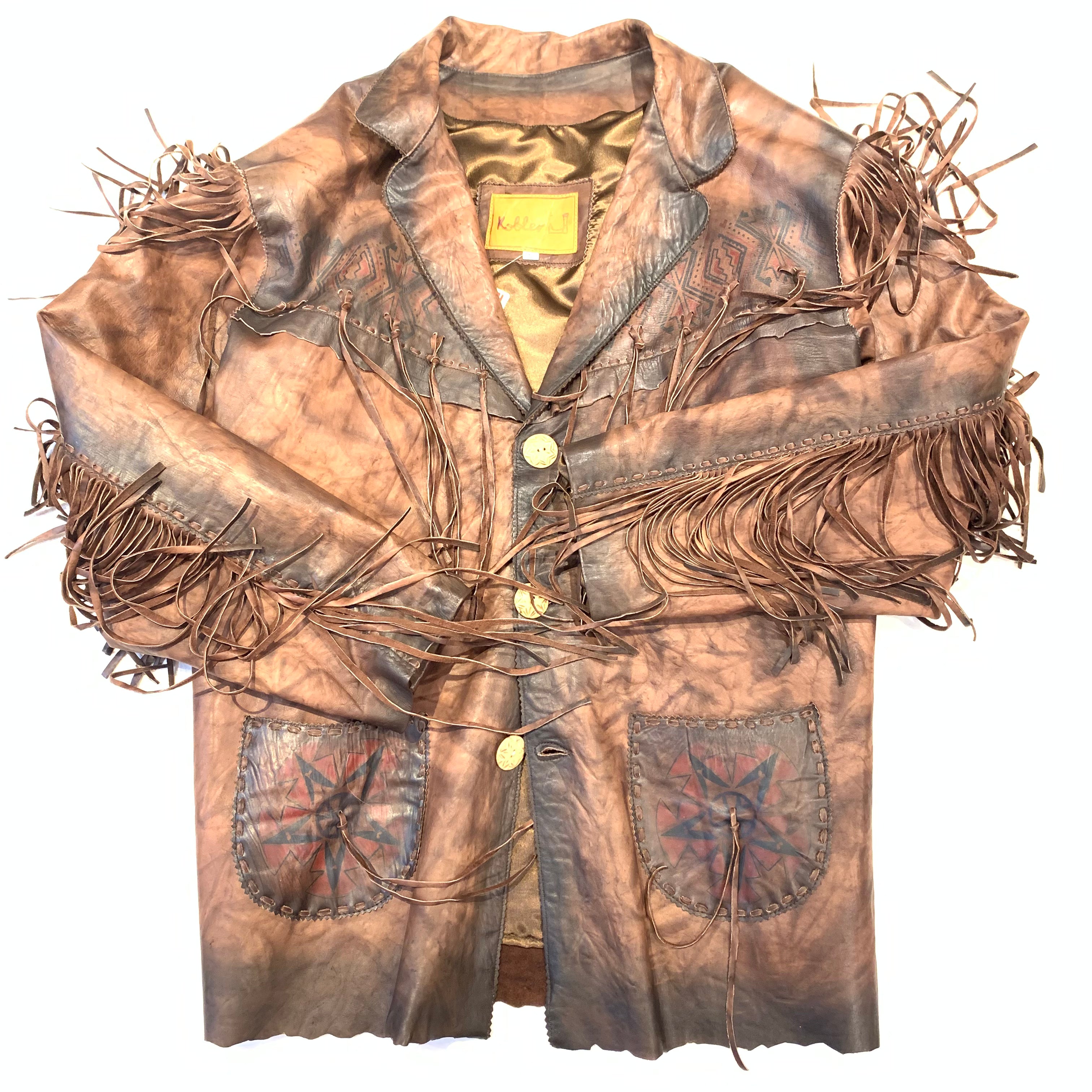 Kobler Hand Crafted Brown Leather Fringe Jacket - Dudes Boutique