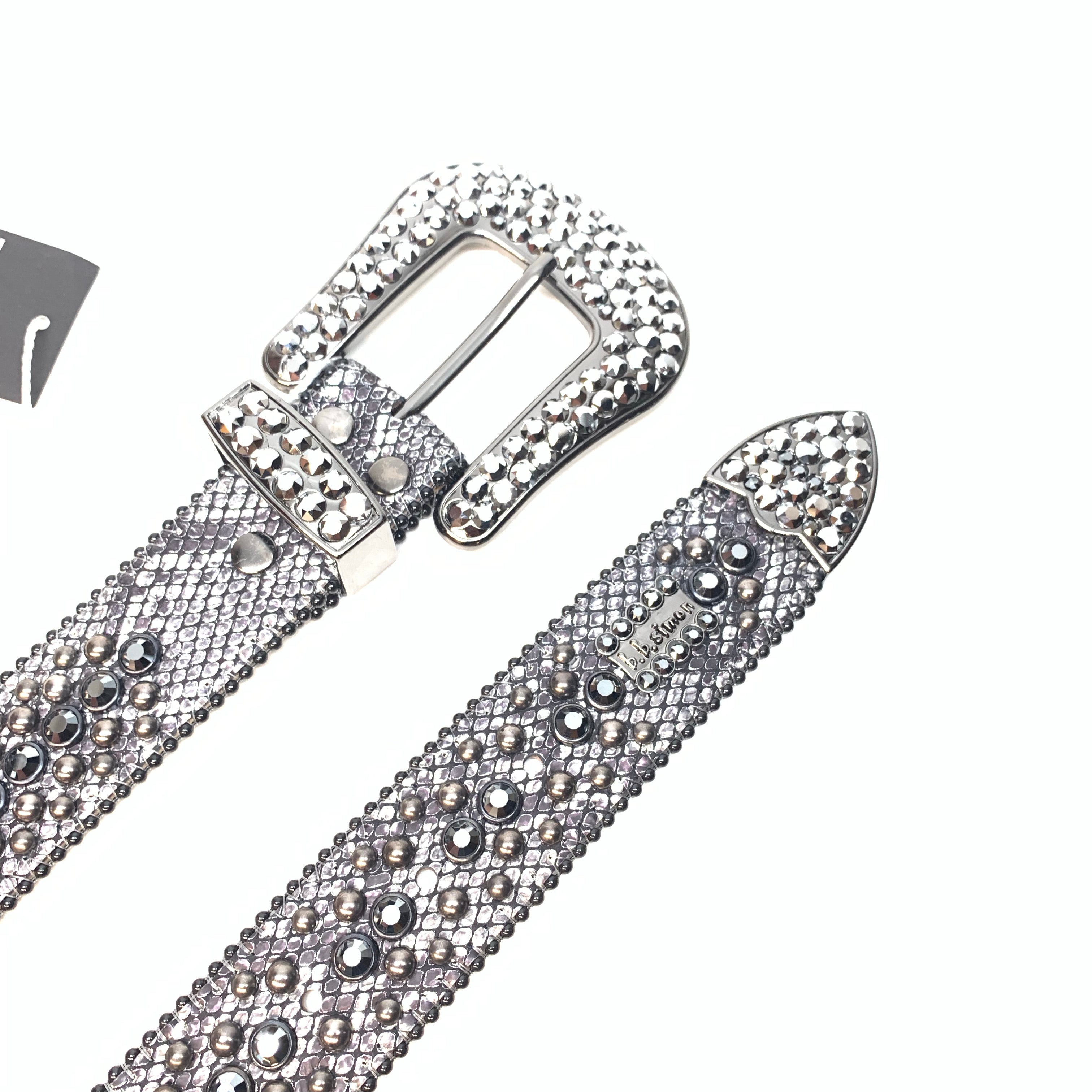 B.b. Simon Chrome Fully Loaded Swarovski Crystal Belt – Dudes Boutique