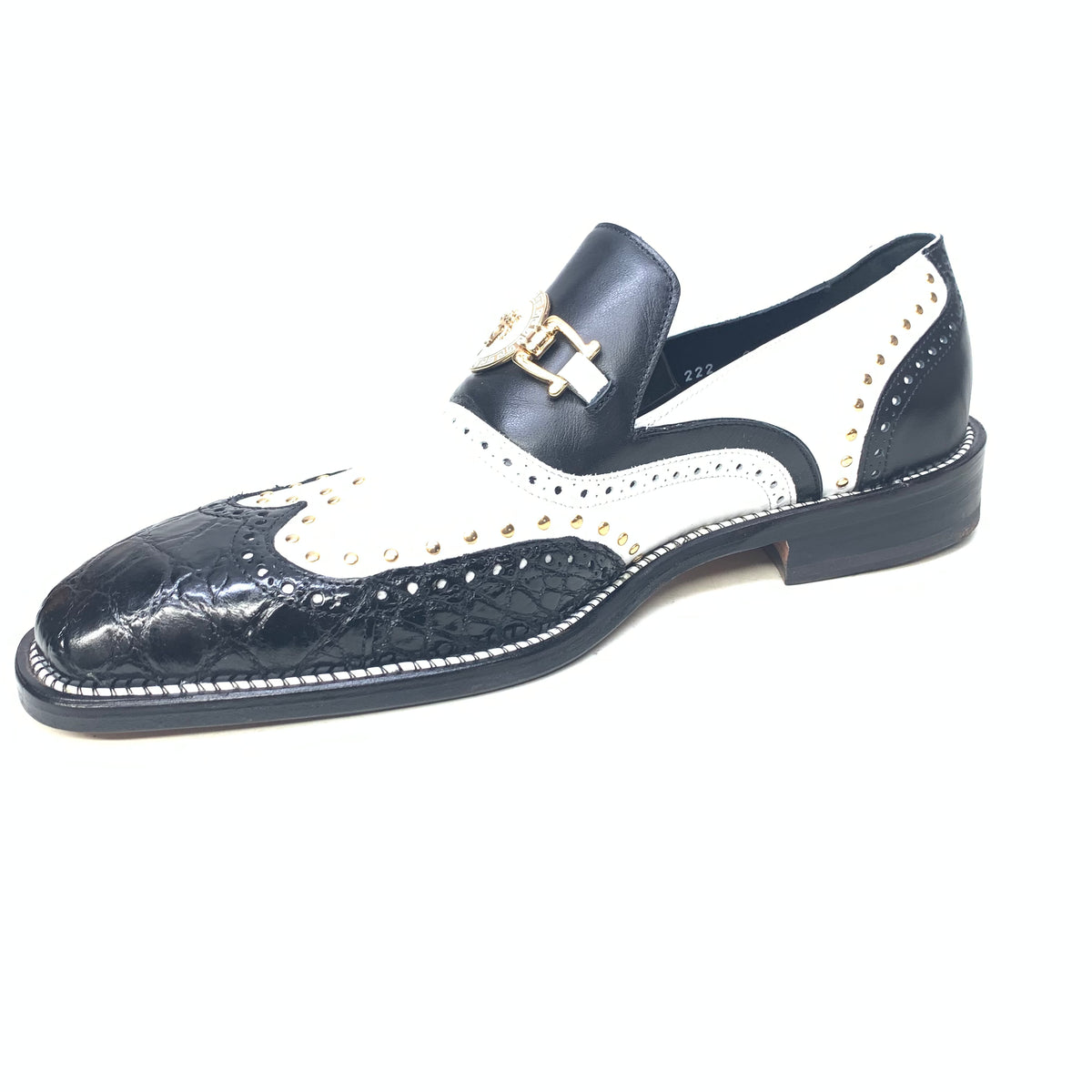 Mauri 30921 Men's  Black White Alligator Studded Loafer - Dudes Boutique