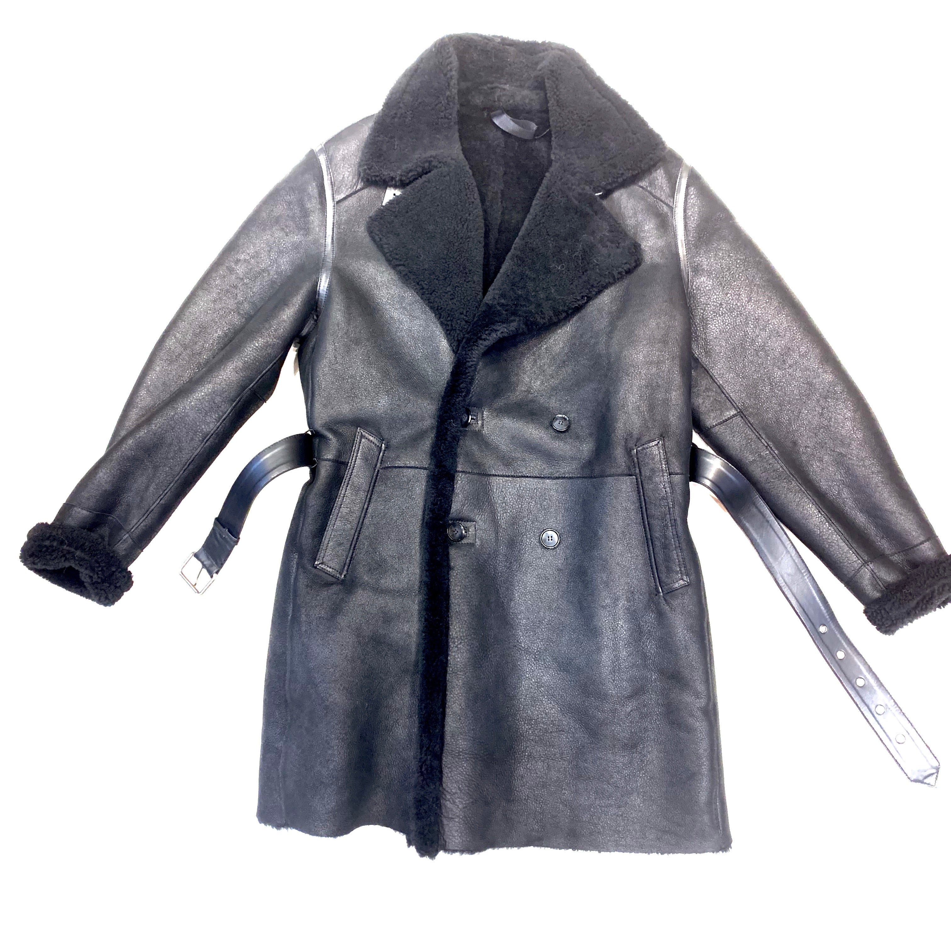 Barya NewYork Black Shearling Trench Coat - Dudes Boutique