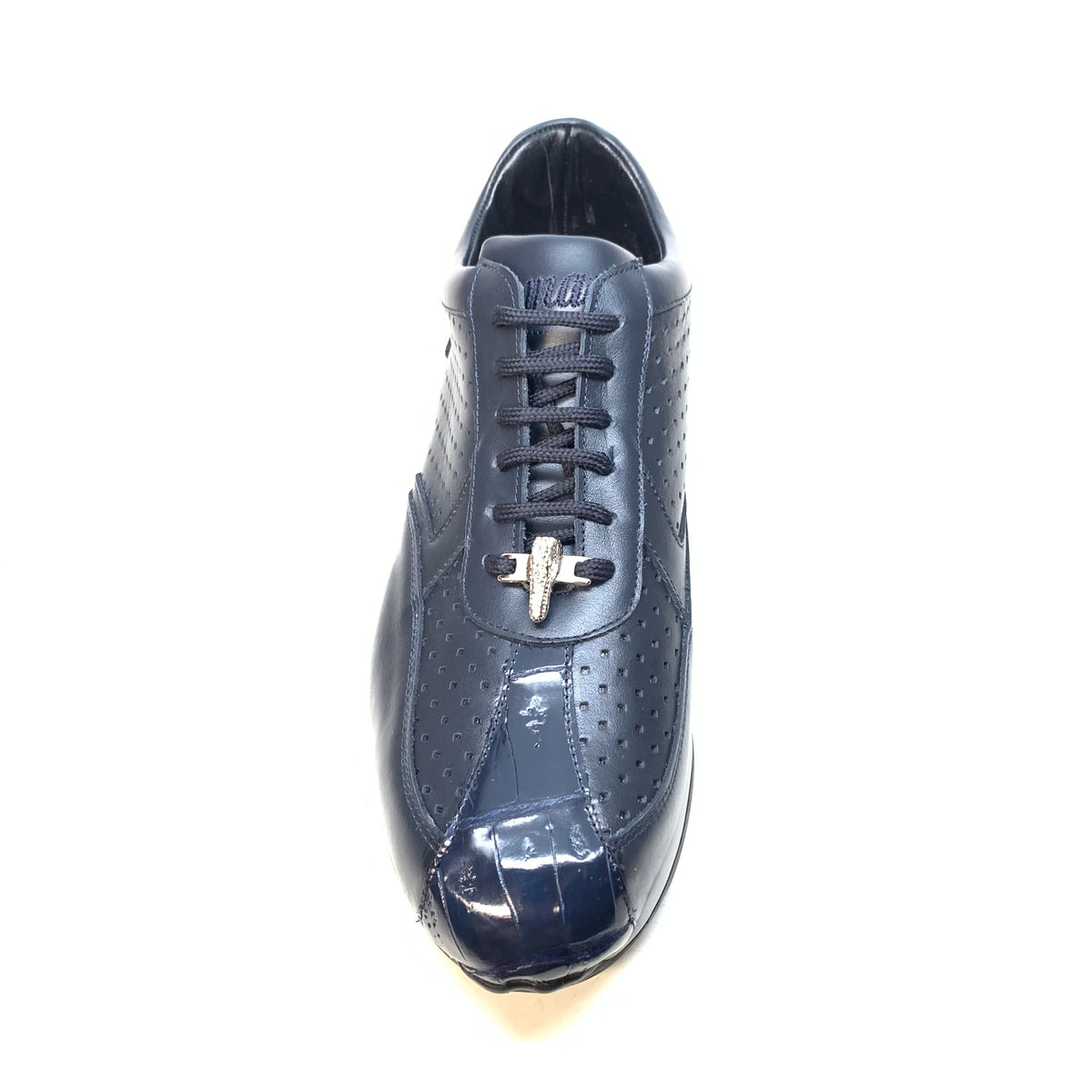 Mauri M770 Navy Crocodile Perforated Nappa Leather Sneakers - Dudes Boutique