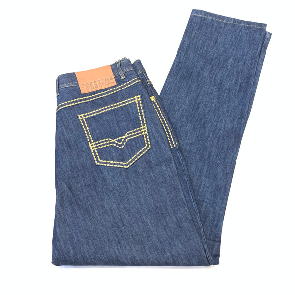 Prestige Indigo Blue Double Stitched High-end Denim Pants - Dudes Boutique