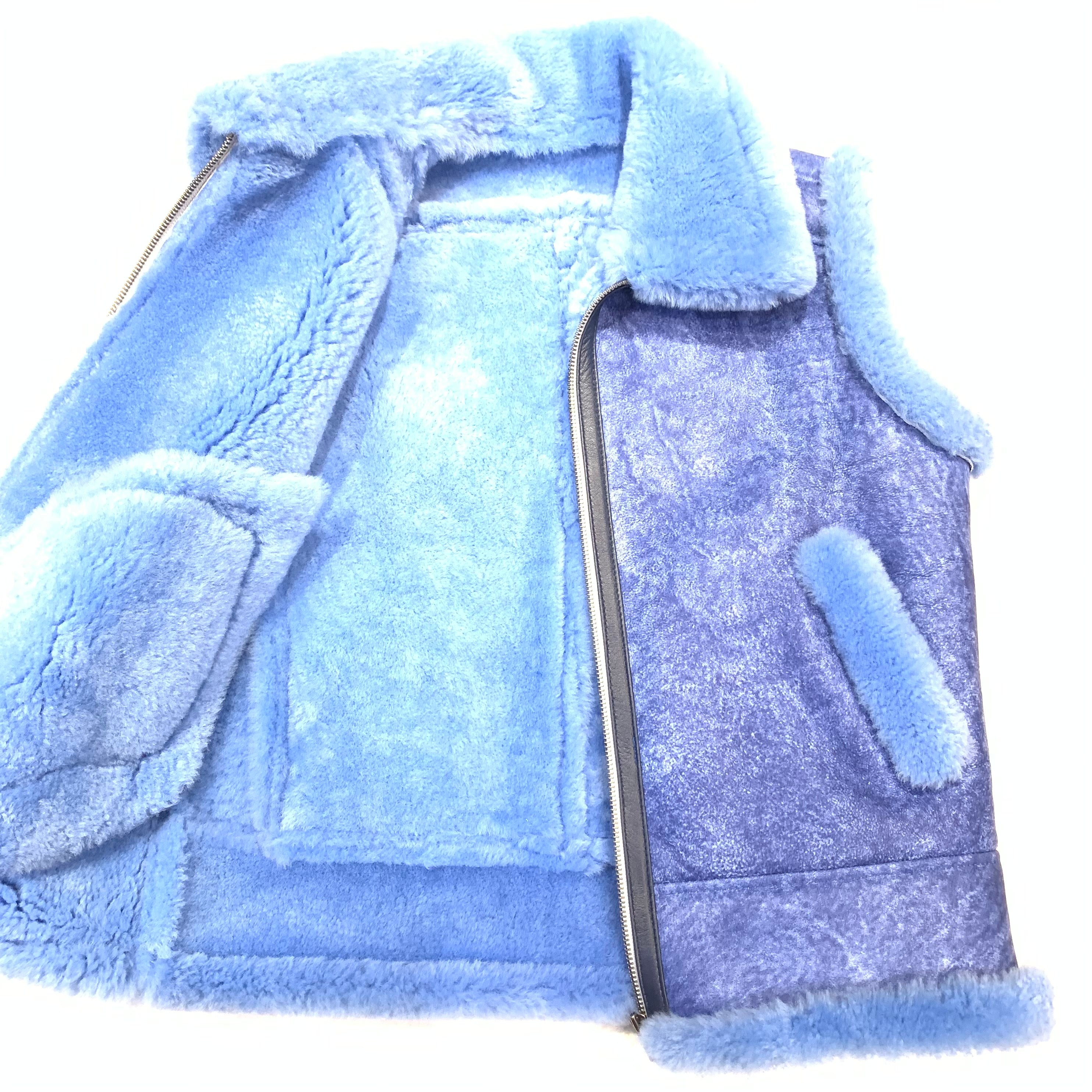 Kashani Men's Powder Blue Shearling Vest - Dudes Boutique