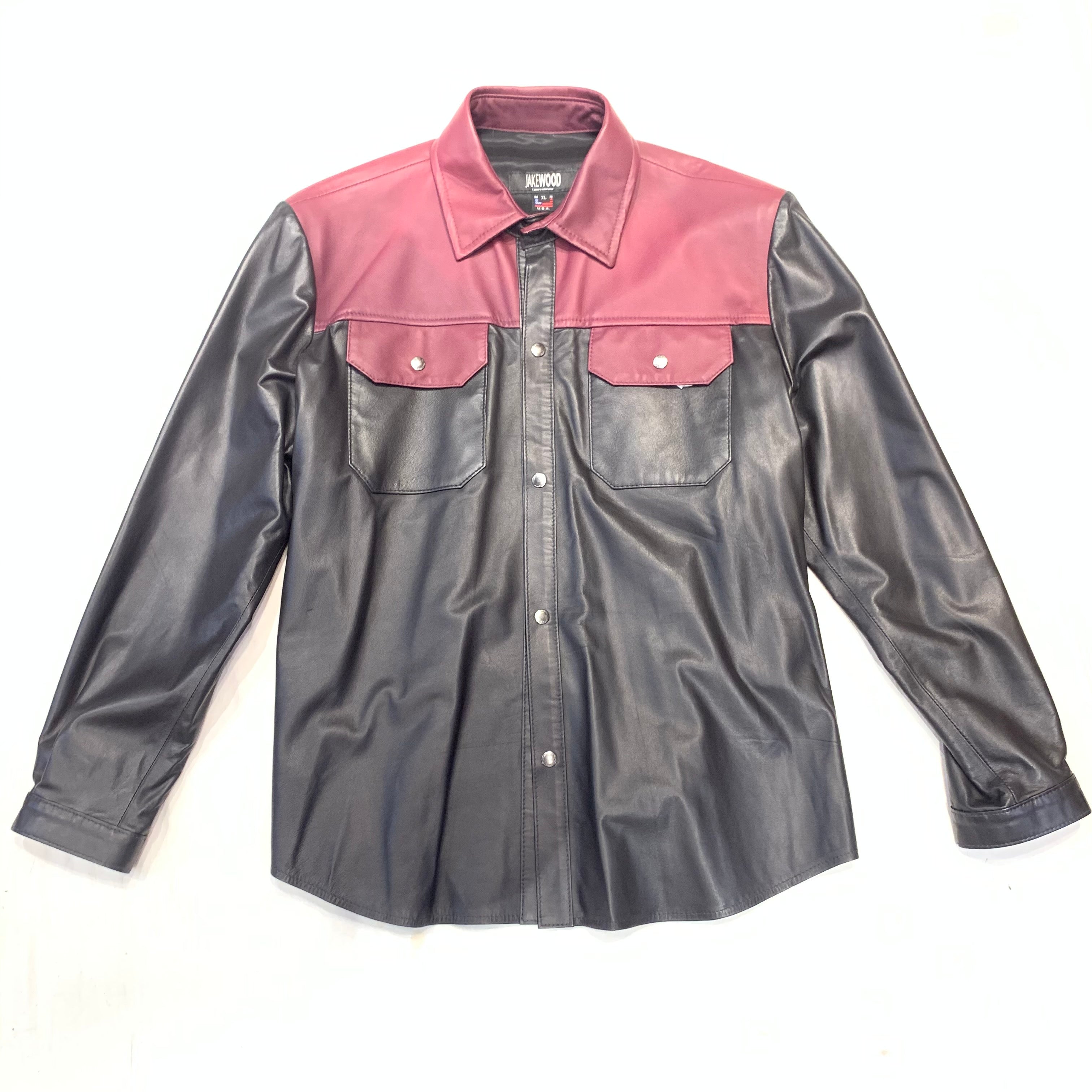 Kashani Men's Black/Wine LambSkin Shirt - Dudes Boutique