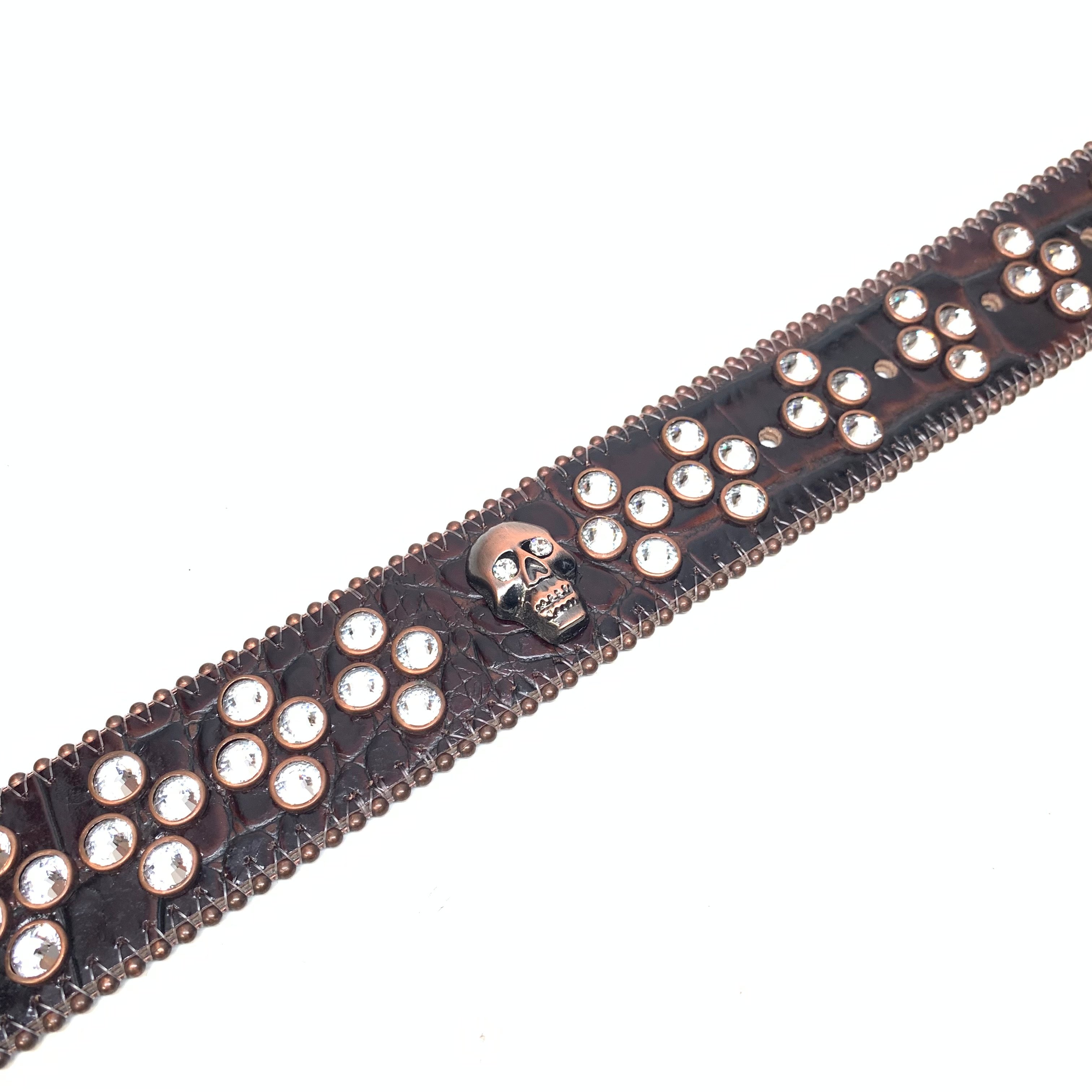 b.b. Simon Chocolate Skull Fully Loaded Crystal Belt - Dudes Boutique