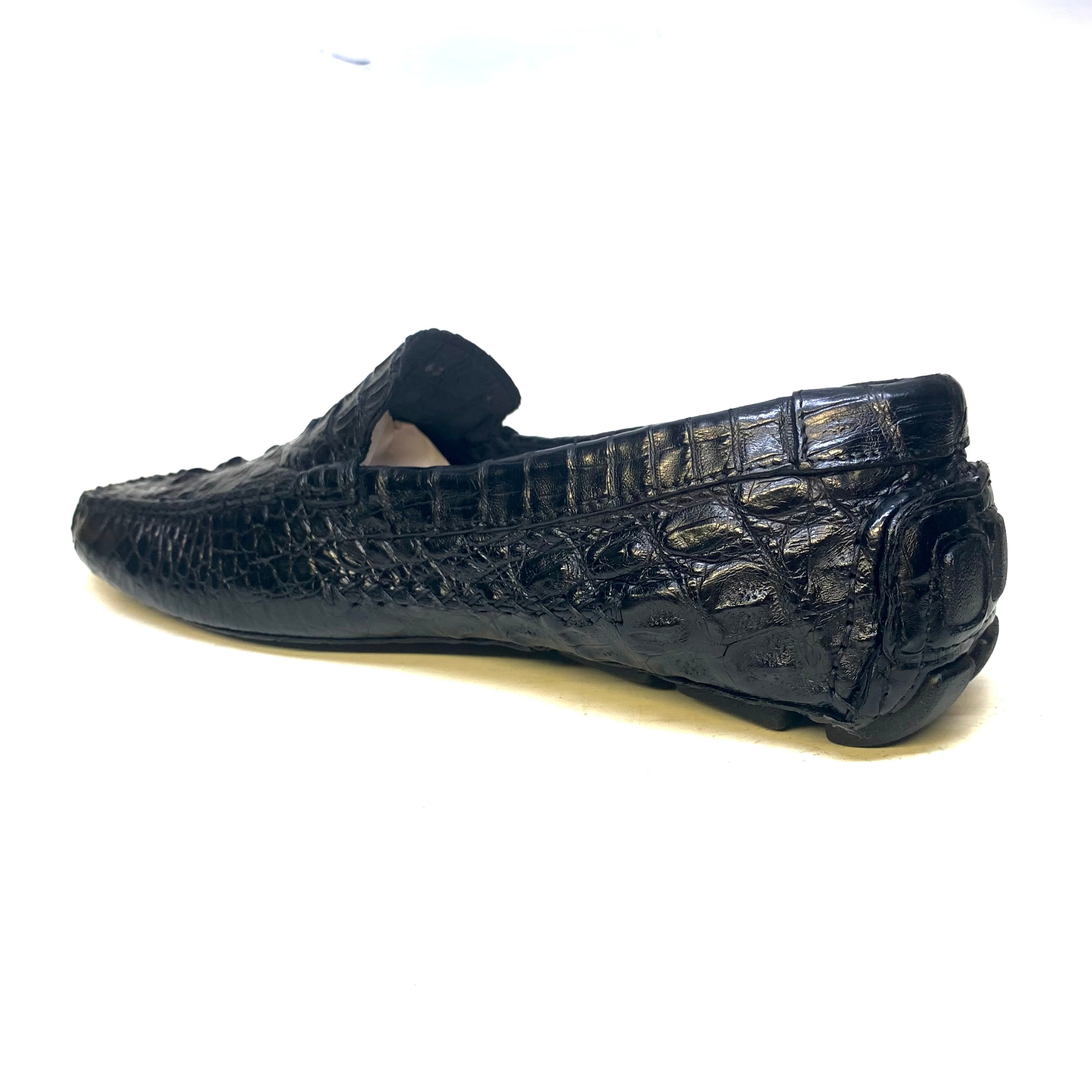 Calzoleria Toscana Black Hornback Crocodile Loafers - Dudes Boutique