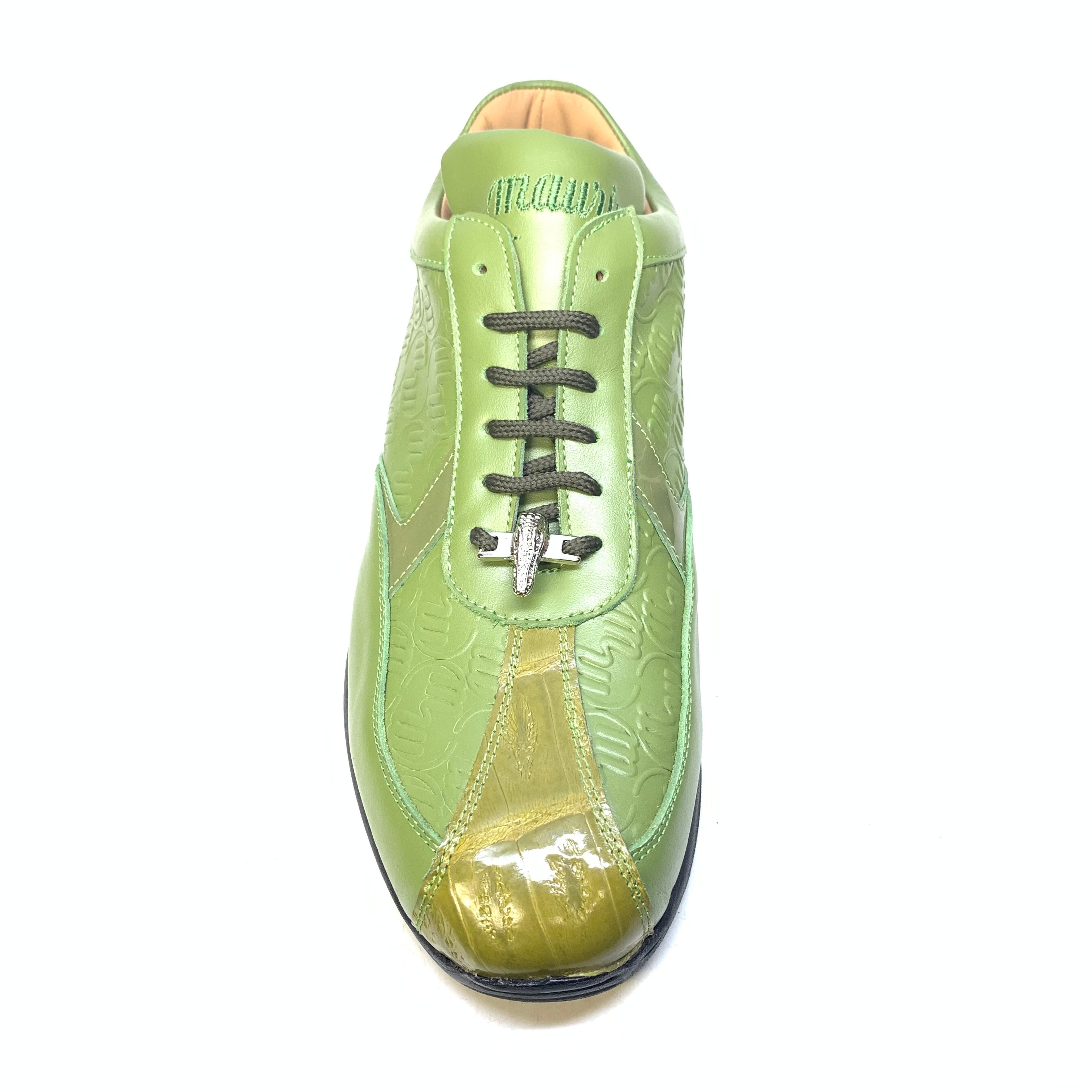 Mauri M770 Green Crocodile Nappa Leather Sneakers - Dudes Boutique