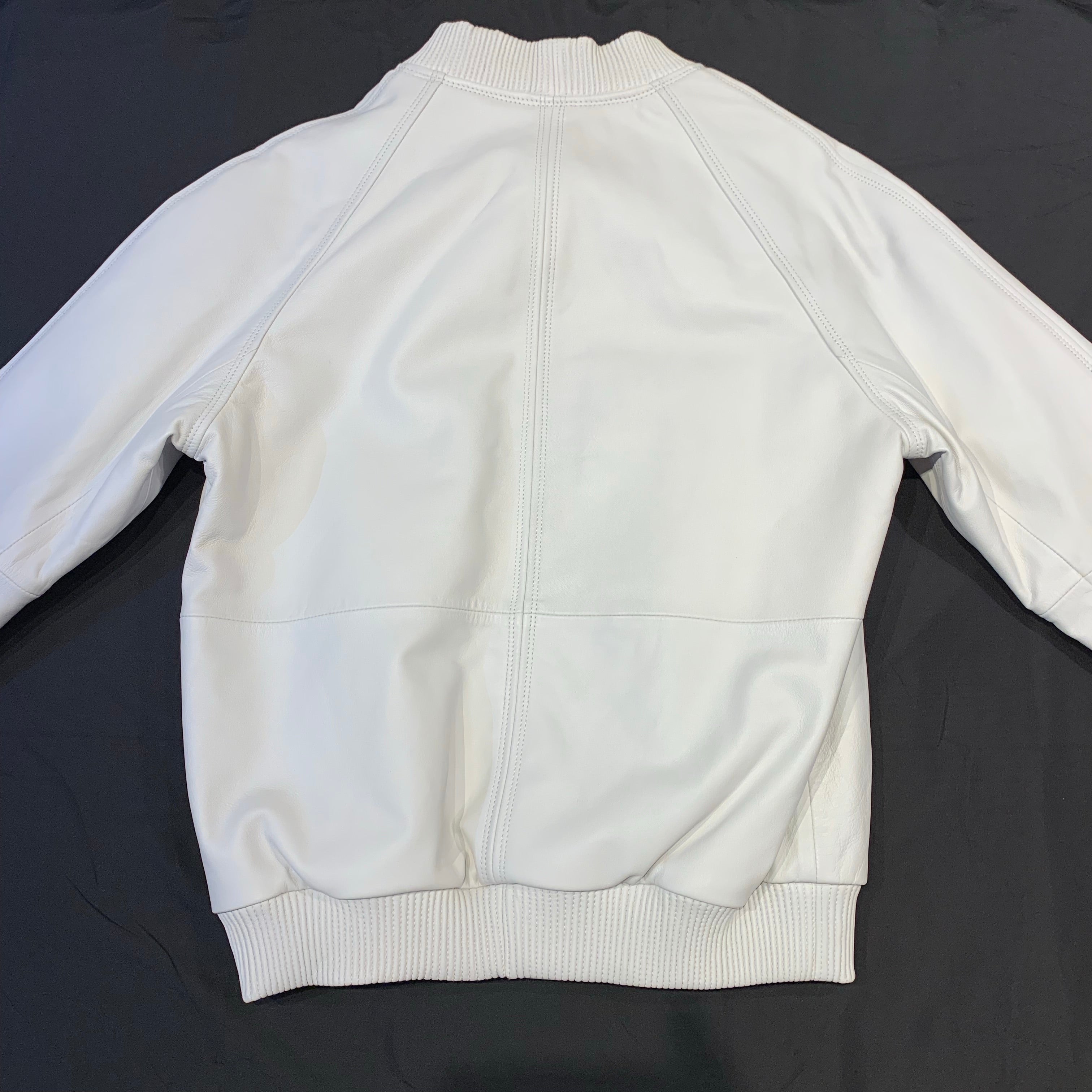 Kashani White Lambskin MA-1 Bomber Jacket - Dudes Boutique