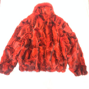 Kashani Men's Red Full Fox Fur Bomber Coat - Dudes Boutique