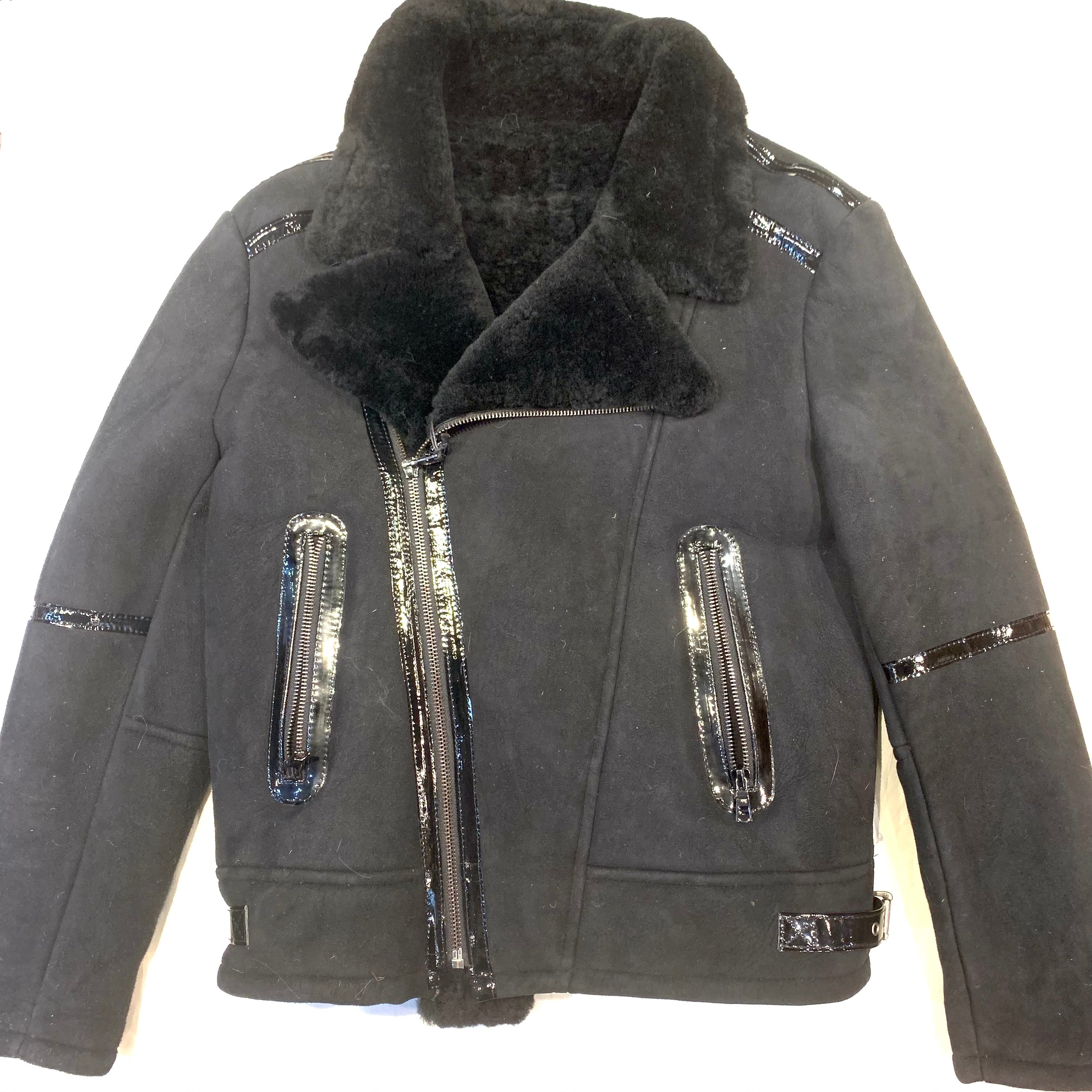 Kashani Black Suede Shearling Biker Jacket - Dudes Boutique