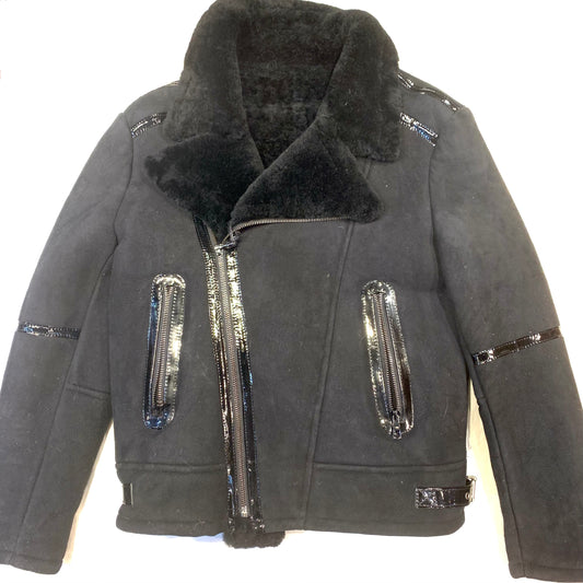 Kashani Black Suede Shearling Biker Jacket - Dudes Boutique