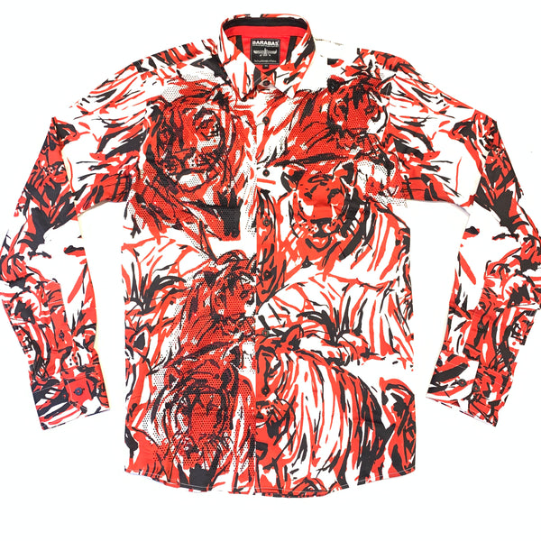 Barabas 'Blood Tiger' Crystal Button Up Shirt - Dudes Boutique
