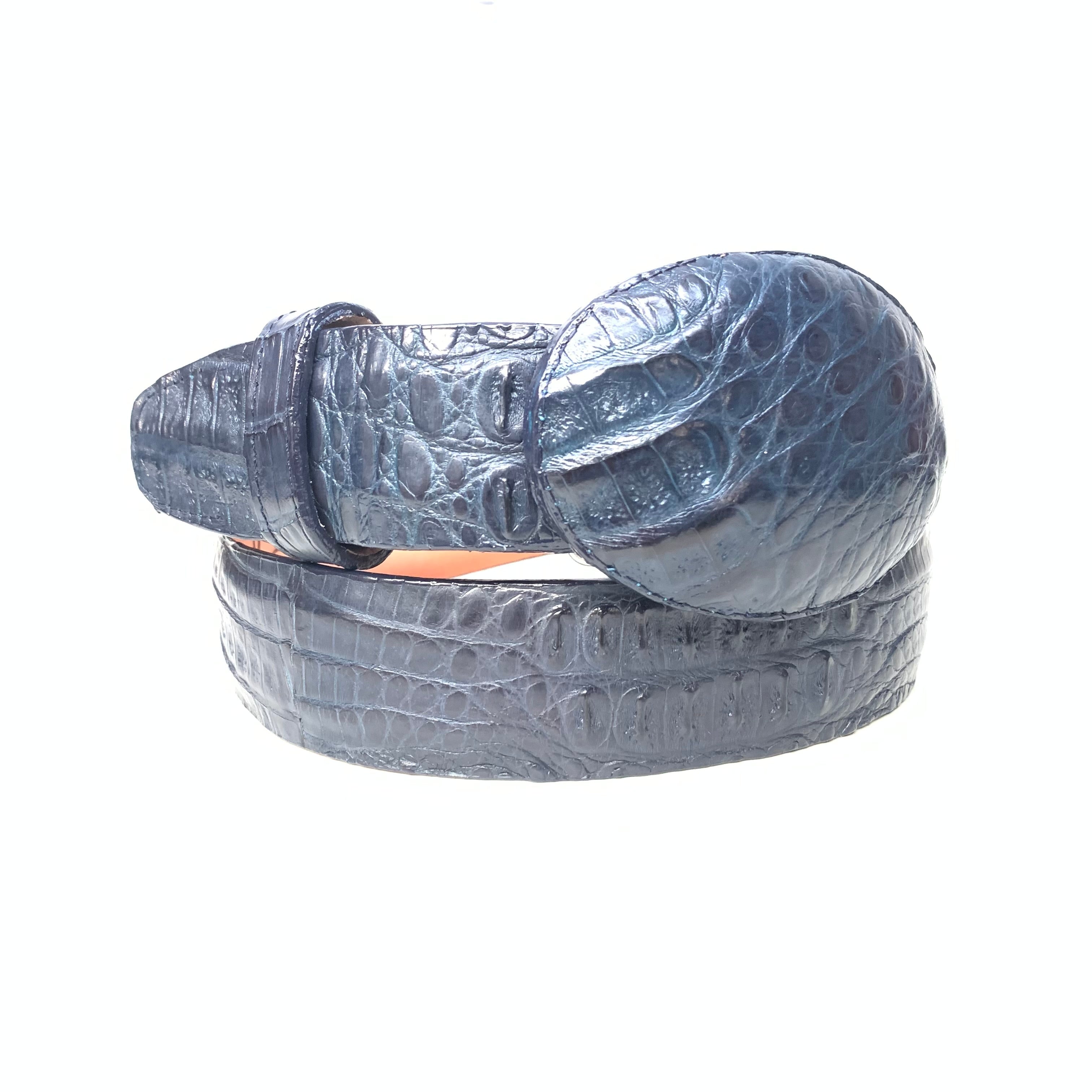 Kashani Navy Blue Crocodile Belt - Dudes Boutique