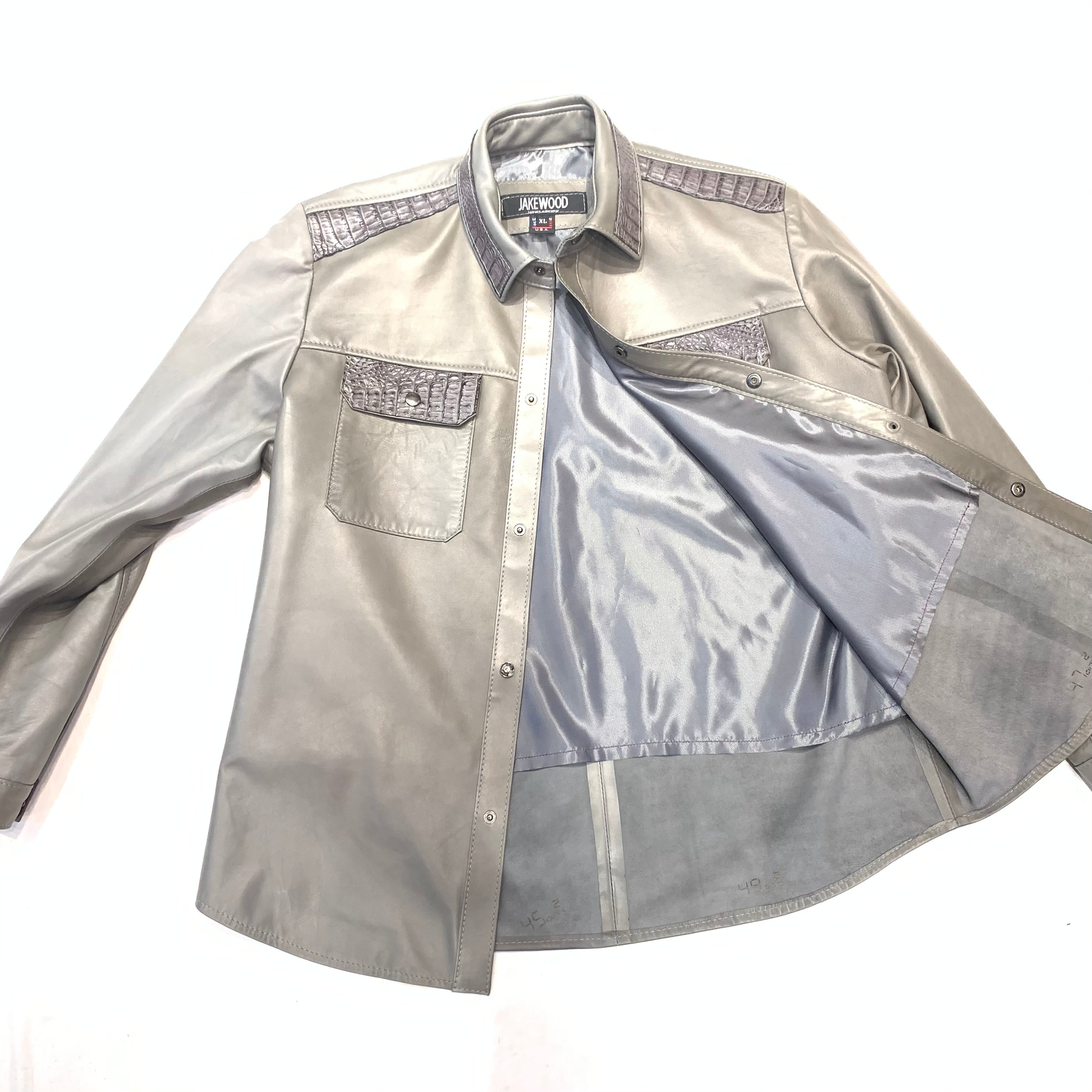 Kashani Men's Grey Alligator/LambSkin Shirt - Dudes Boutique