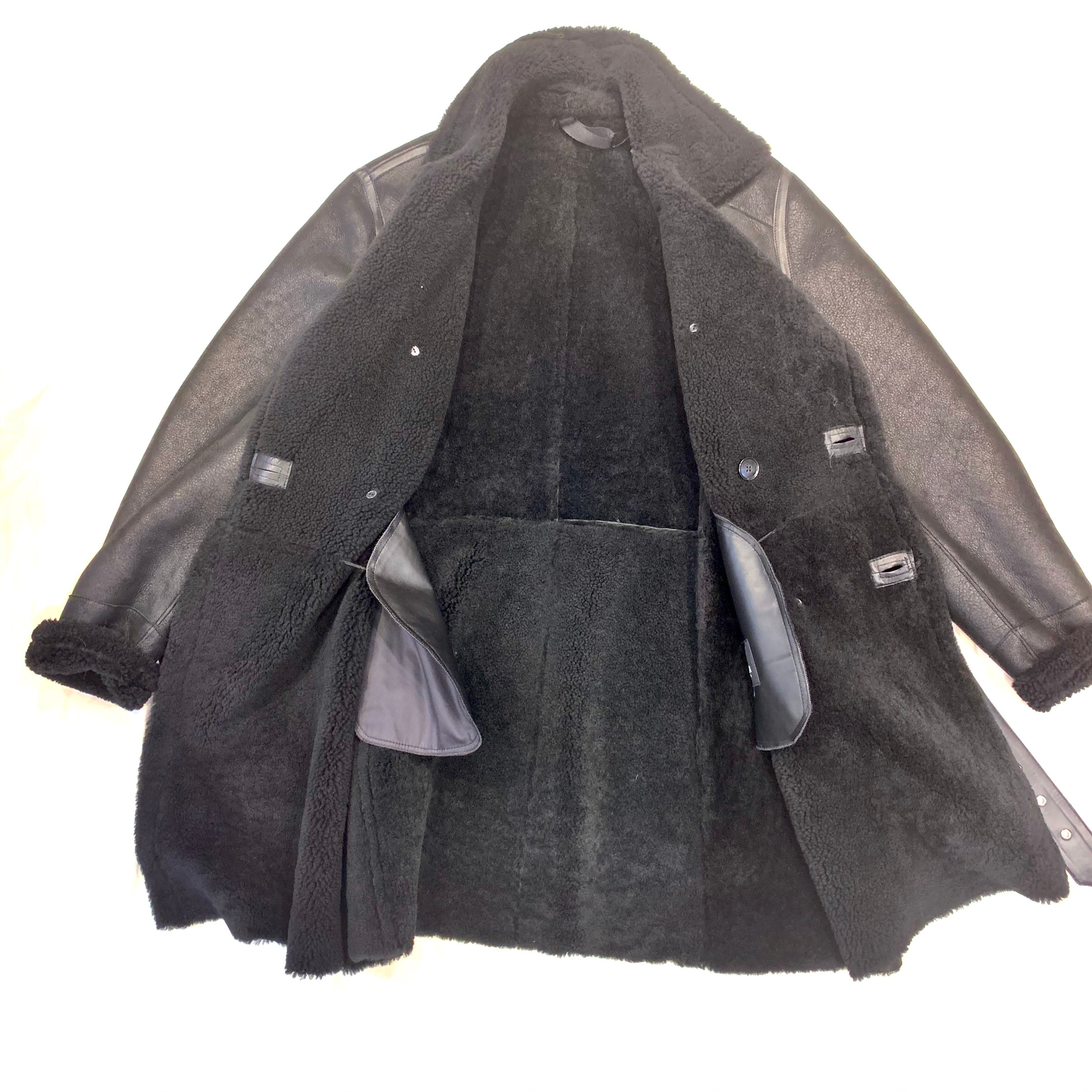 Barya NewYork Black Shearling Trench Coat - Dudes Boutique