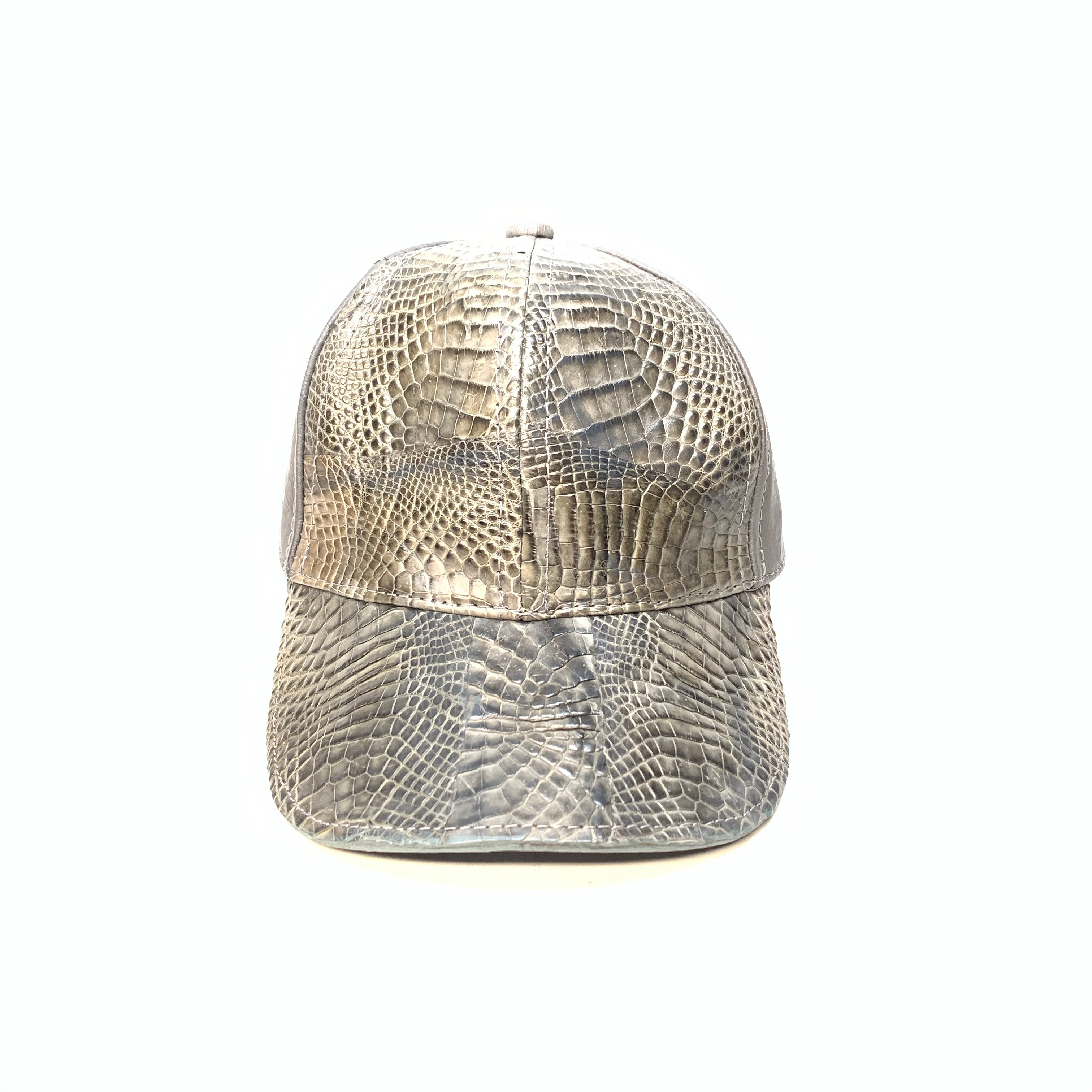 Kashani Charcoal Grey Alligator & Ostrich Quill StrapBack Hat - Dudes Boutique