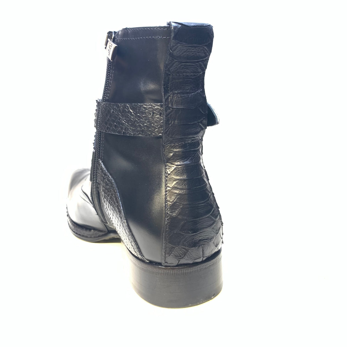 Jo Ghost Black Python Strap Ankle Boots - Dudes Boutique