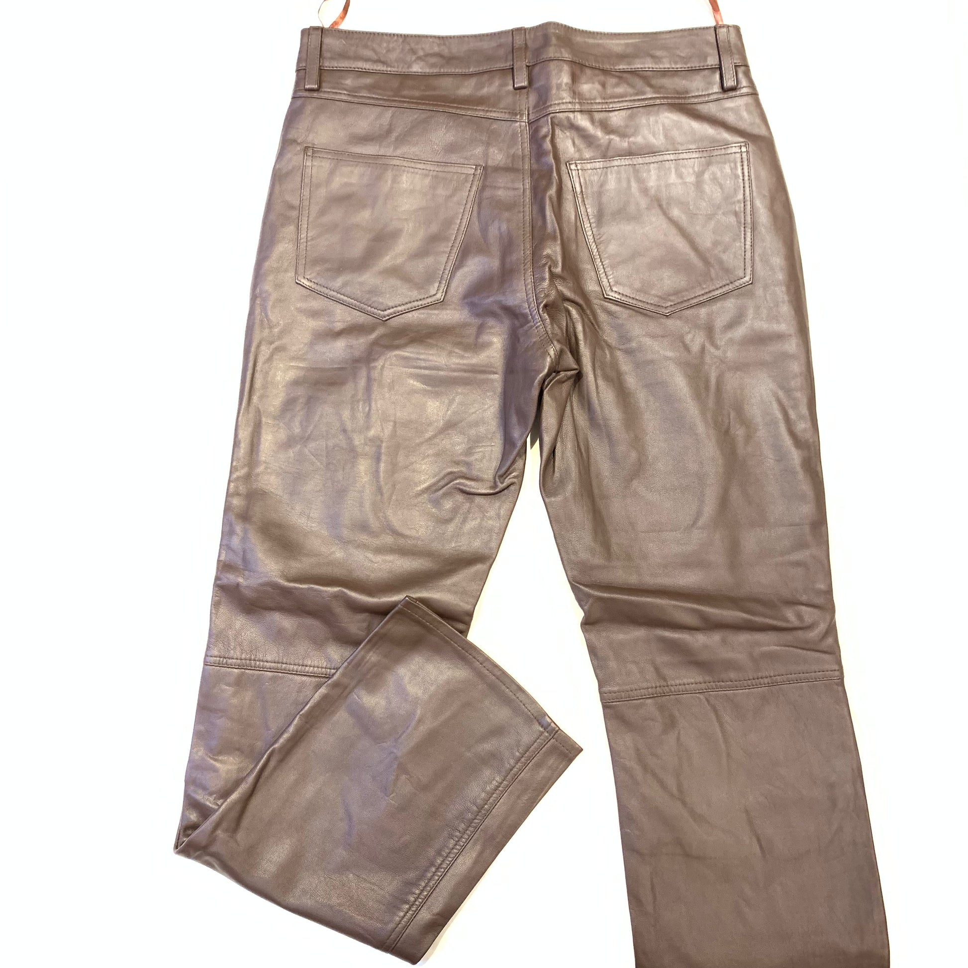 Kashani Men's Brown Lambskin Straight Cut Leather Pants - Dudes Boutique
