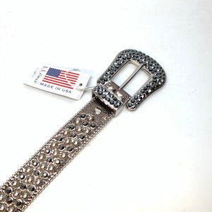 b.b. Simon 'Chrome Silver' Studded Crystal Belt - Dudes Boutique