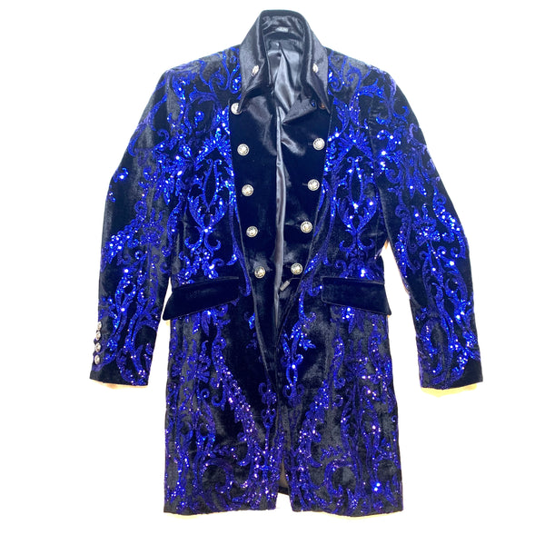 Angelino Majesty Blue Double Breasted Long Coat - Dudes Boutique