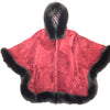 Barya NewYork Wine Wool Hooded Fox Fur Poncho - Dudes Boutique