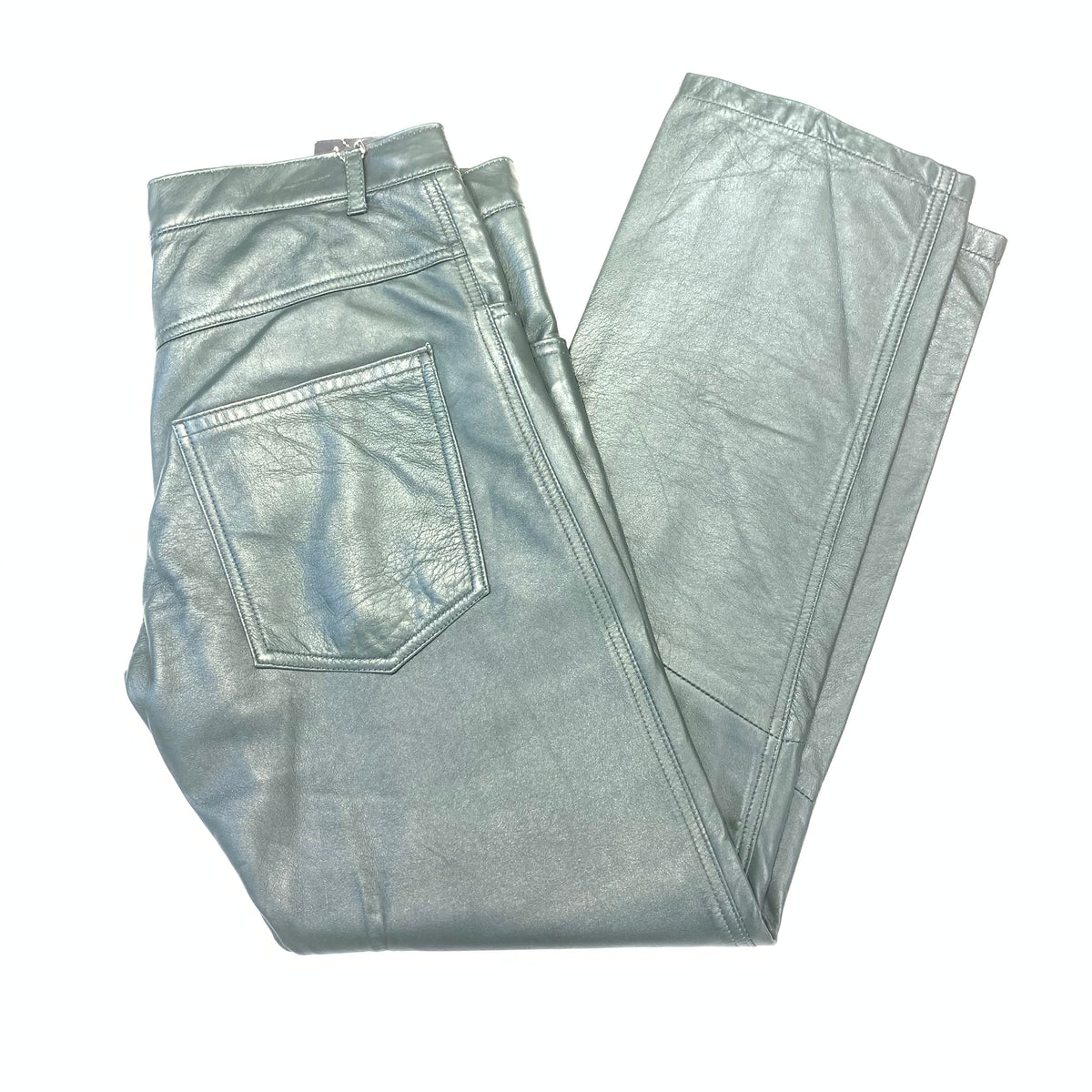 Kashani Men's Olive Green Lambskin Straight Cut Leather Pants - Dudes Boutique