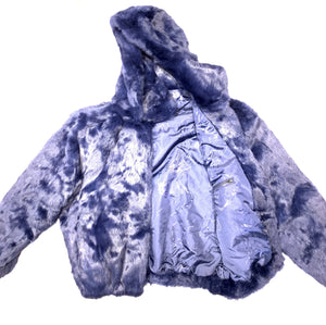 Kashani Navy Men's Blue Rabbit Fur Hooded Bomber Jacket - Dudes Boutique